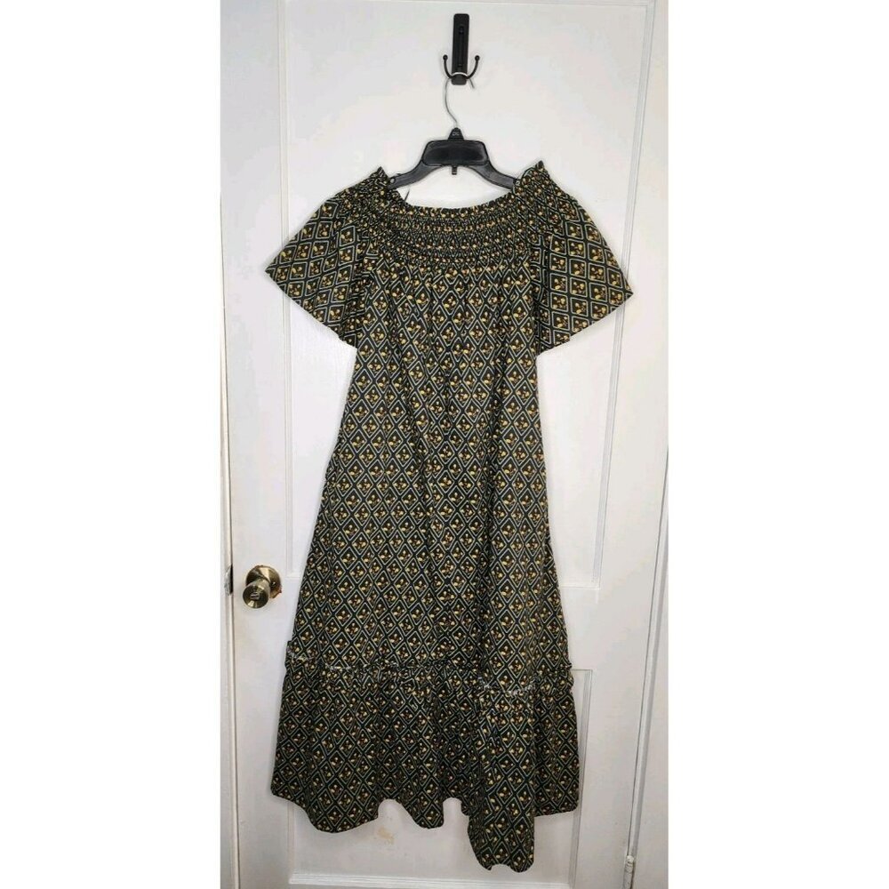 Tuckernuck Hyacinth House Black Floral Diamond Off the Shoulder Maxi Dress Sz S - Picture 2 of 7